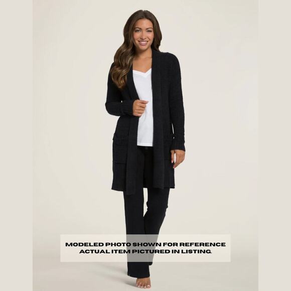 Barefoot Dreams Sweaters - Barefoot Dreams M Black Cardigan | CozyChic Ultra Lite, Duster, Drawstring